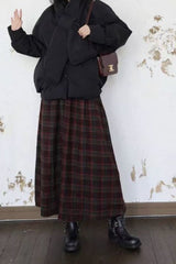 Jupe de Noël trapèze à carreaux bordeaux