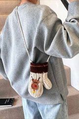 Sac bandoulière mignon avec sapin de Noël au crochet et rennes