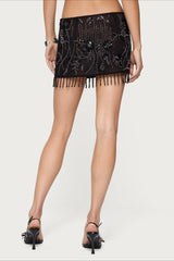 Jupe de Noël moulante mini à sequins brodés