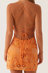 Robe mini débardeur à sequins fleuris