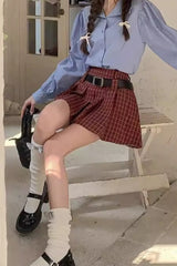 Jupe de Noël plissée à carreaux grande taille