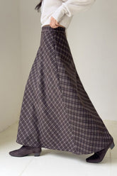 Jupe de Noël rétro à carreaux taille haute