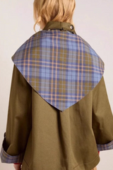 Vêtements d'extérieur de Noël Mori Girl à carreaux color block et coupe ample asymétrique