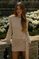 Round Neck Floral Bodycon Mini Dress