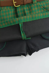 Jupe de Noël à carreaux taille basse brodée de lettres