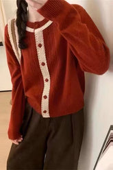 Gilet de Noël vintage en maille orné de dentelle