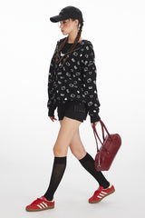 Sweat à capuche zippé à imprimé chat en liberté