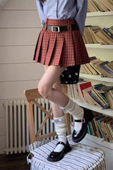 Jupe de Noël plissée à carreaux grande taille