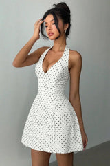 Polka Dot Halter Mini Dress