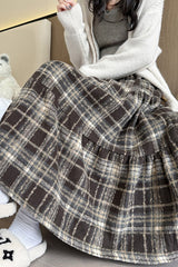 Jupe de Noël à carreaux à volants en laine mélangée