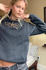 Leopard Print Patchwork Hoodie