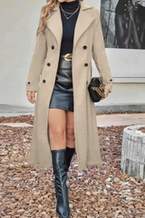 Veste d'extérieur chic de Noël en laine mélangée à revers croisés.