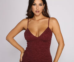 Robe midi en maille côtelée confortable et chic