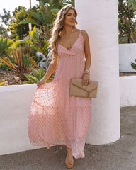 Robe longue à volants métallisée ajustable Fathoms Below - Rose - VENTE FINALE