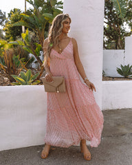 Robe longue à volants métallisée ajustable Fathoms Below - Rose - VENTE FINALE