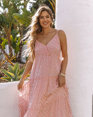 Robe longue à volants métallisée ajustable Fathoms Below - Rose - VENTE FINALE