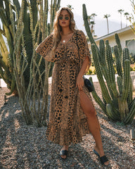 Robe longue fendue kimono Boujee Bengal - VENTE FINALE