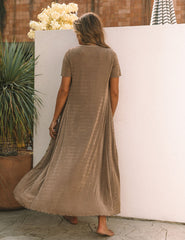 Hot Springs Button Down Knit Maxi Dress - Mocha - FINAL SALE