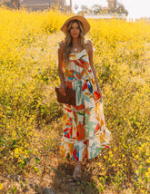 Robe longue à volants en crochet Baja California - VENTE FINALE