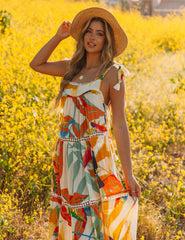 Robe longue à volants en crochet Baja California - VENTE FINALE