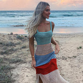 Robe longue Pretty Sweet Colorblock en crochet - VENTE FINALE