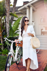 Robe midi boutonnée en dentelle à cœur lourd