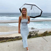 Robe midi moulante à col carré Kaye - Bleue - VENTE FINALE