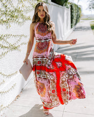 PRÉCOMMANDE - Robe longue dos nu imprimée Reina