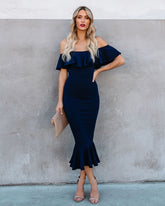 Robe midi à volants Havana - Bleu poudré - VENTE FINALE