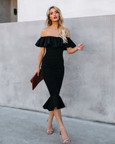 Robe midi à volants Havana - Noire