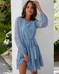 Robe midi à nouer en corde et imprimé floral « Rien que du ciel bleu »