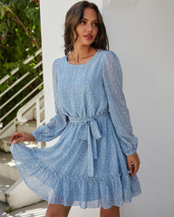Robe midi à nouer en corde et imprimé floral « Rien que du ciel bleu »