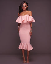 Robe midi à volants Havana - Mauve vintage - VENTE FINALE