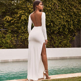 Robe midi Poise en coton blanc à dos ouvert - Vente finale