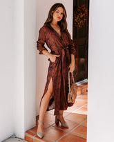 Robe midi boutonnée à poches Halina