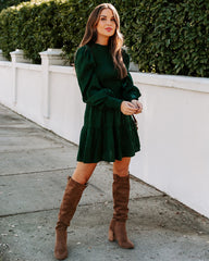 Pullover Long Sleeve Crew Neck Mini Dress