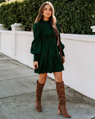 Pullover Long Sleeve Crew Neck Mini Dress