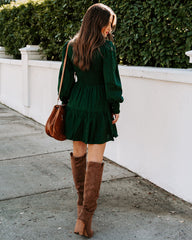 Pullover Long Sleeve Crew Neck Mini Dress