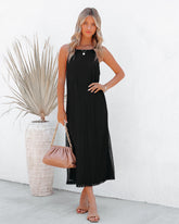 Robe midi Esplanade en crochet - Noire - VENTE FINALE