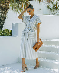 Robe midi à poches Francey en mélange coton et lin