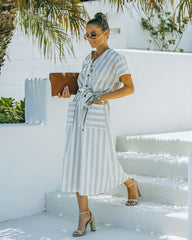 Robe midi à poches Francey en mélange coton et lin