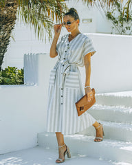 Robe midi à poches Francey en mélange coton et lin