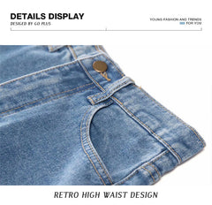 KittenAlarm - Pantalon harem vintage, jean taille haute, jean boyfriend femme, jean mom long, pantalon en denim style cowboy, Vaqueros Mujer