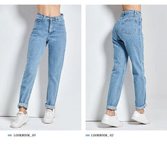 KittenAlarm - Pantalon harem vintage, jean taille haute, jean boyfriend femme, jean mom long, pantalon en denim style cowboy, Vaqueros Mujer