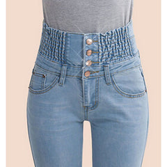 KittenAlarm - Pantalon en jean tendance pour femme, taille haute élastique, skinny, stretch, printemps/automne, grandes tailles