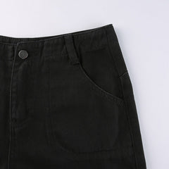 KittenAlarm - Jean ample femme Y2K, style streetwear, taille basse, poches, délavé, couleur unie, décontracté, idéal pour le travail. Pantalon en denim baggy pour femme.