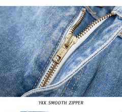 KittenAlarm - Pantalon harem vintage, jean taille haute, jean boyfriend femme, jean mom long, pantalon en denim style cowboy, Vaqueros Mujer