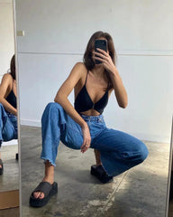 KittenAlarm - Spring Outfits Casual Fashion Straight Leg Women's Jeans Denim Bottom Harajuku Boyfriend Long High Waist Baggy Jeans Fall Pants