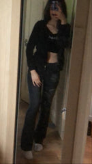 KittenAlarm - Skinny Flared Jeans Women's Fashion Denim Pants Bootcut Bell Bottoms Stretch Trousers Women Jeans Woman Jeans Low Rise Jeans