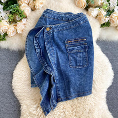 KittenAlarm - Trends high quality Spring Autumn Two Piece Set Women Sexy Jeans 2 Two Piece Set Long Sleeve Crop Tops And Bodycon Short Denim Skirt Suits for Woman